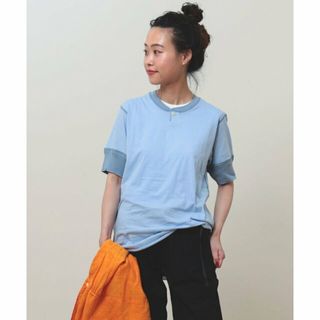 ビームスボーイ(BEAMS BOY)の【SLATE_BLUE】BEAMS BOY / バックディテール 1ボタン ヘンリーネック Tシャツ(カットソー(長袖/七分))