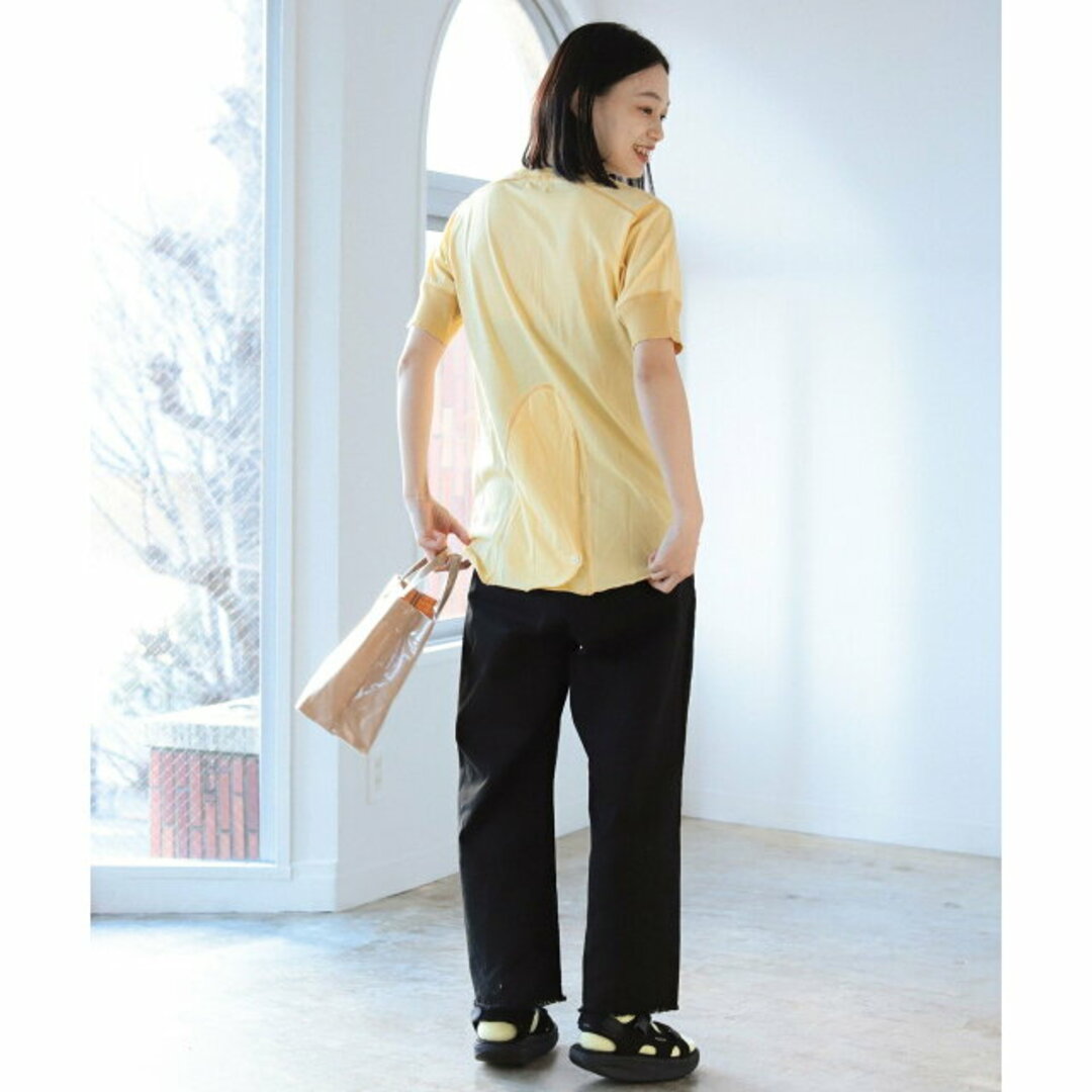 BEAMS BOY(ビームスボーイ)の【LT.YELLOW】BEAMS BOY / バックディテール 1ボタン ヘンリーネック Tシャツ レディースのトップス(カットソー(長袖/七分))の商品写真