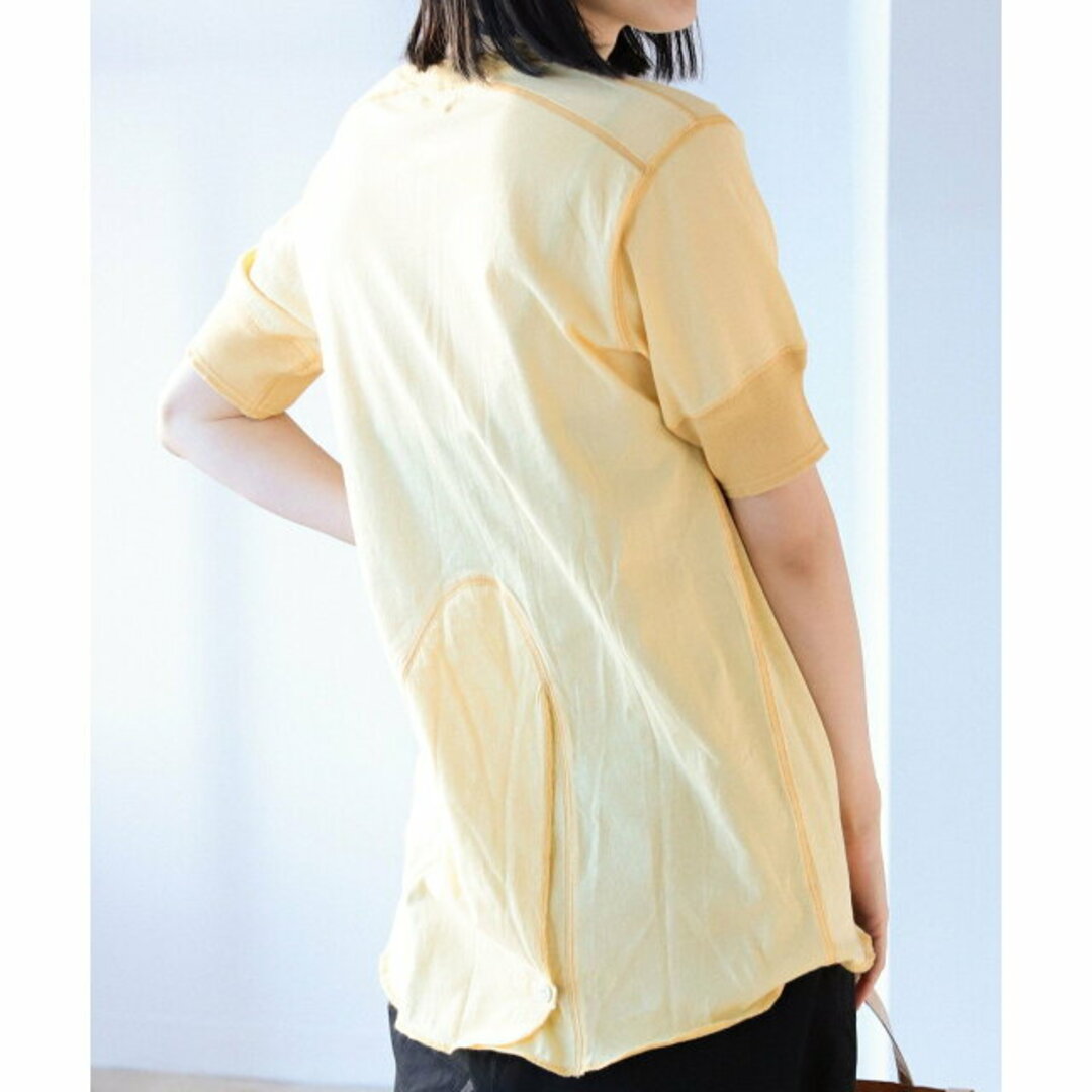 BEAMS BOY(ビームスボーイ)の【LT.YELLOW】BEAMS BOY / バックディテール 1ボタン ヘンリーネック Tシャツ レディースのトップス(カットソー(長袖/七分))の商品写真