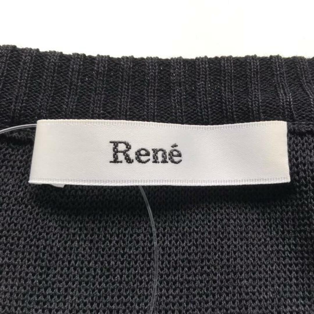 René(ルネ)のRene(ルネ) 半袖セーター サイズ34 S レディース美品  - 黒 クルーネック/フリル レディースのトップス(ニット/セーター)の商品写真