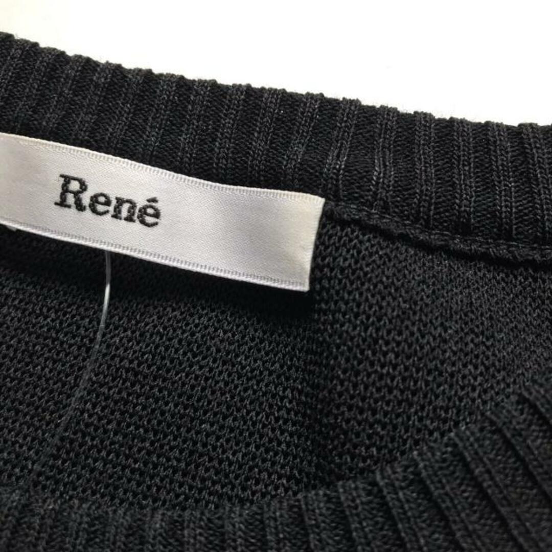 René(ルネ)のRene(ルネ) 半袖セーター サイズ34 S レディース美品  - 黒 クルーネック/フリル レディースのトップス(ニット/セーター)の商品写真