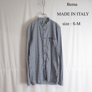 Berna バンドカラー 総柄 デザイン シャツ トップス イタリア製 コットン(シャツ)