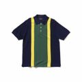 【NAVY】BEAMS PLUS / コットンニット ストライプ ポロシャツ