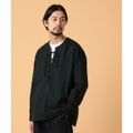 【BLACK】BEAMS LIGHTS / レースアップ プルオーバー シャツ