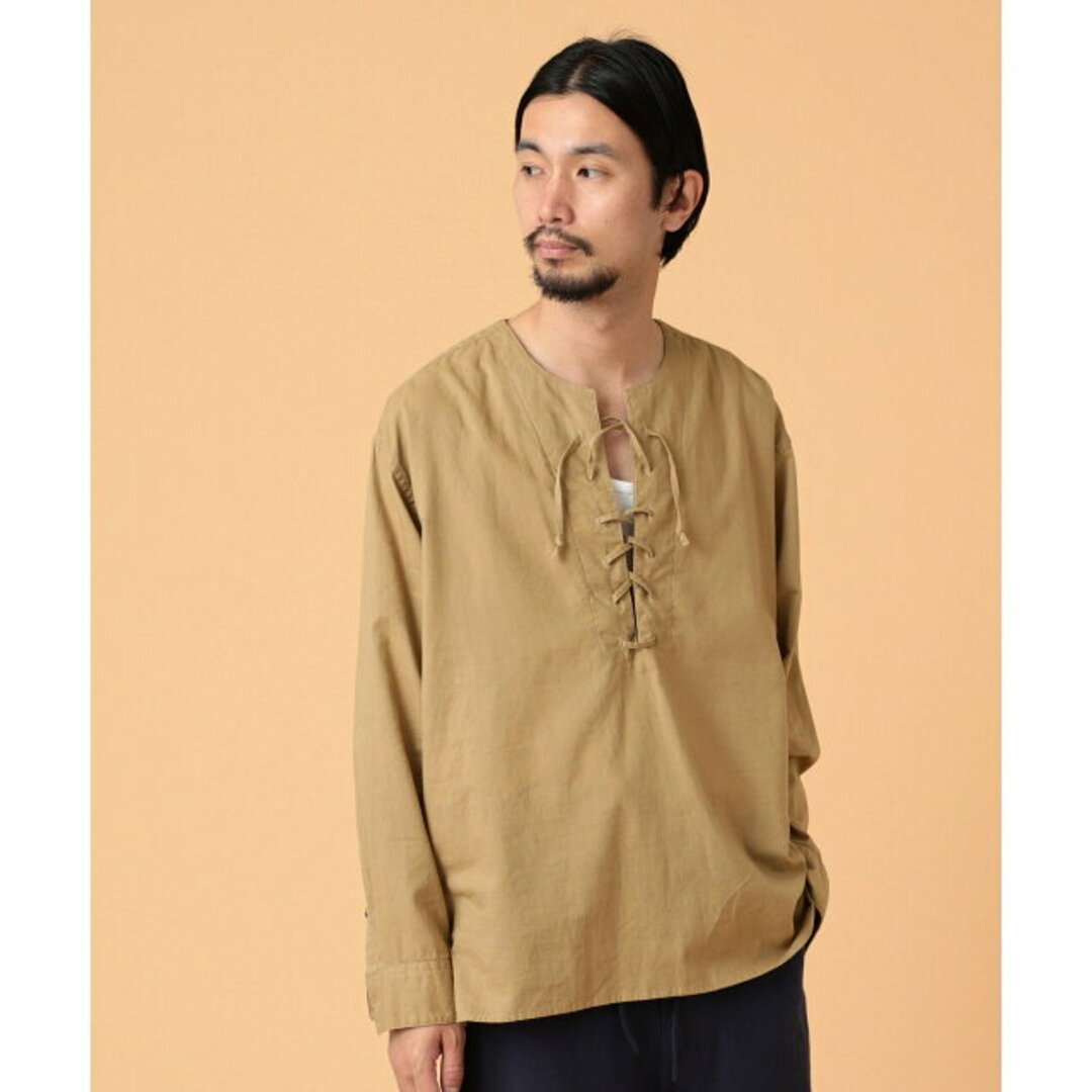 【BEIGE】BEAMS LIGHTS / レースアップ プルオーバー シャツ メンズのトップス(シャツ)の商品写真