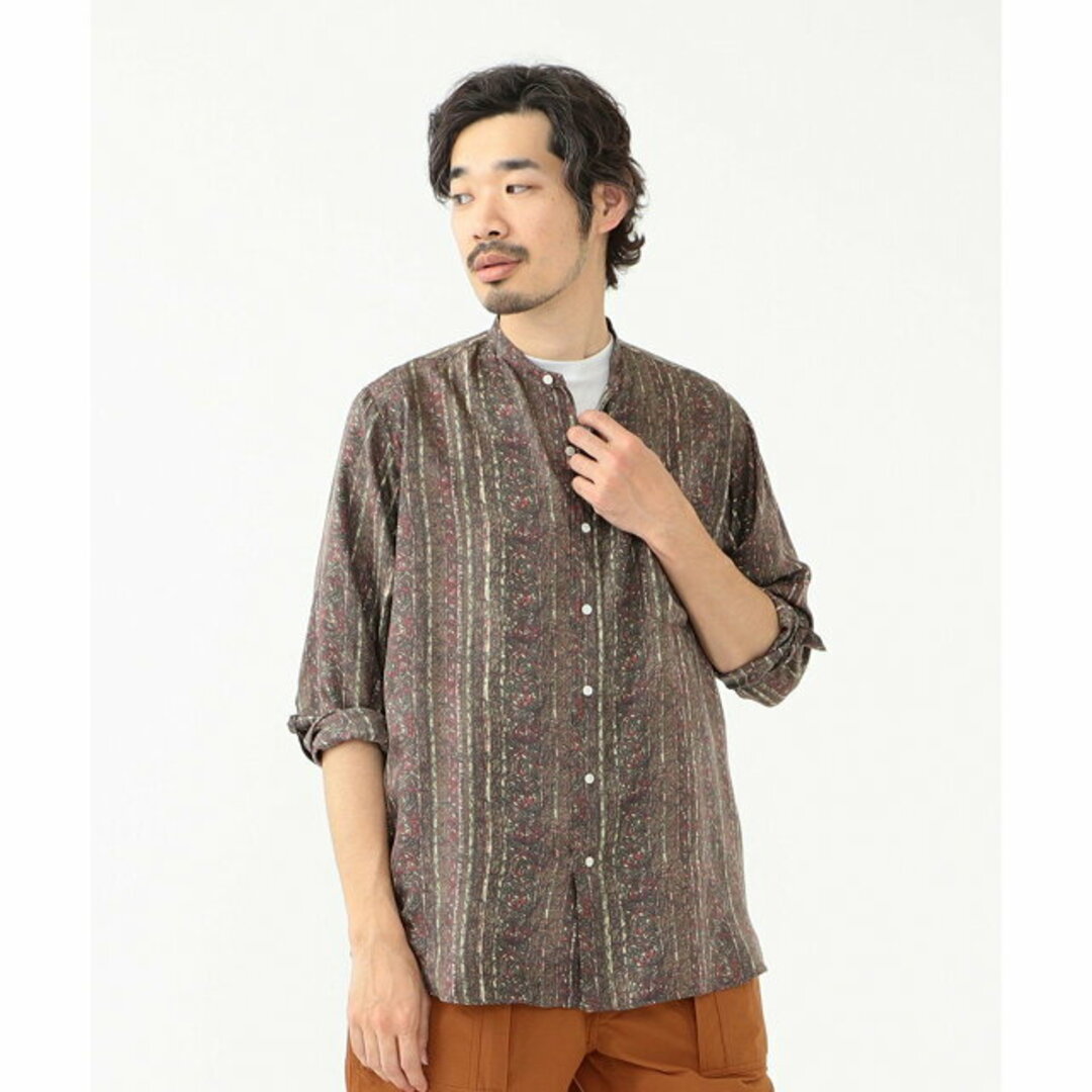 BEAMS PLUS(ビームスプラス)の【OLIVE】BEAMS PLUS / シルク バティック プリント バンドカラーシャツ クラシックフィット その他のその他(その他)の商品写真