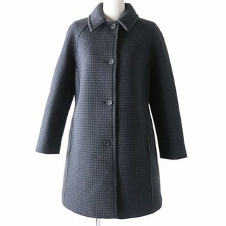 ジルサンダー(Jil Sander)の【ドンドン見直し】極美品◇正規 ジルサンダーネイビー JDD508B チェック柄 バックベルト ボンディングロングコート 黒系 36 レディース(その他)