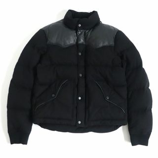 ラルフローレン(Ralph Lauren)の良品□ラルフローレン ブラックレーベル レザーヨーク WZIP×スナップボタン ダウンジャケット 黒 M 国内正規 メンズ(ダウンジャケット)