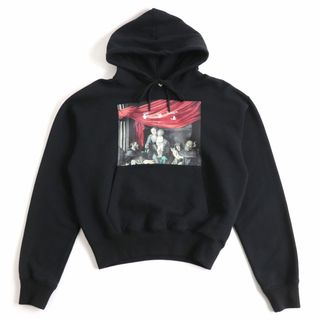 オフホワイト(OFF-WHITE)の【ドンドン見直し】未使用品□オフホワイト カラヴァッジョ絵画 プリントデザイン フーディー/プルオーバーパーカー ブラック XS メンズ(パーカー)