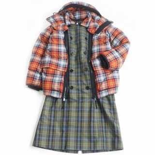 BURBERRY - 【ドンドン見直し】未使用品□バーバリー チェック柄 ロゴボタン ドッキングデザイン ダウンジャケット マルチ M 伊製 国内正規品