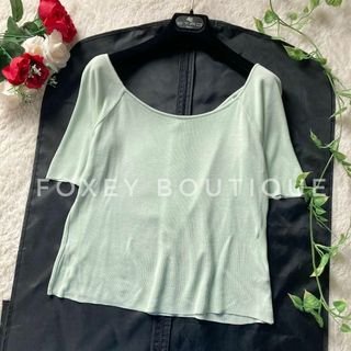 フォクシーブティック(FOXEY BOUTIQUE)のフォクシー ブティック　ピュアシルク　半袖カットソー　ライトグリーン　40(カットソー(半袖/袖なし))