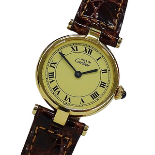カルティエ(Cartier)のカルティエ Cartier 時計 レディース ブランド マスト ヴァンドーム ヴェルメイユ クオーツ QZ 925 レザー 1851 ラウンド【中古】(腕時計)