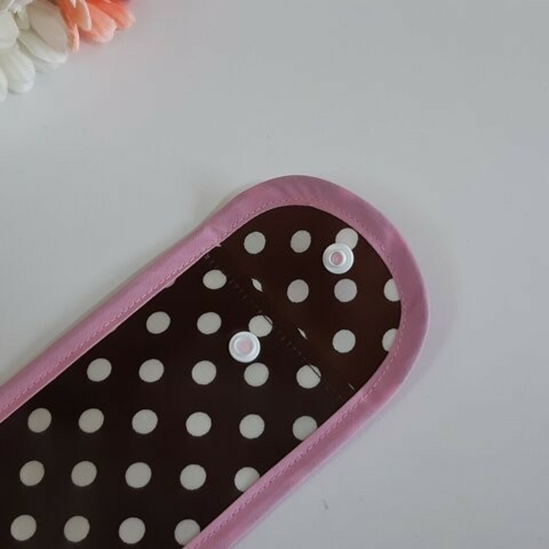 ループ付きリコーダーケース☆チョコドット&レース　女の子用 ハンドメイドのキッズ/ベビー(バッグ/レッスンバッグ)の商品写真