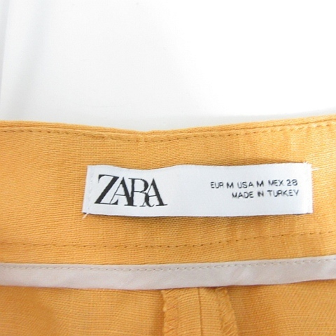 ZARA(ザラ)のザラ ZARA ワイド パンツ タック リネン M イエロー レディースのパンツ(その他)の商品写真