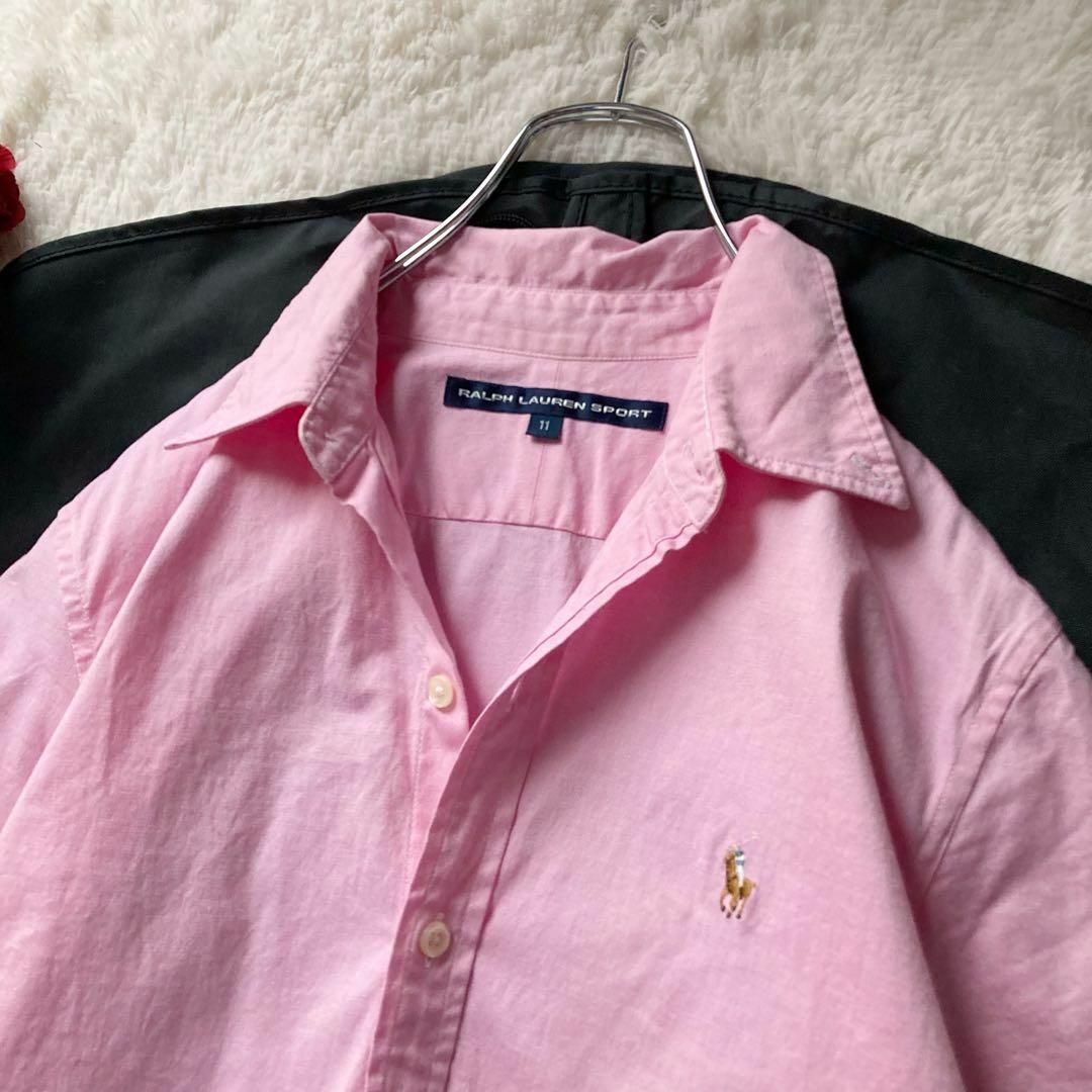 Ralph Lauren(ラルフローレン)のラルフローレン　半袖ボタンダウンシャツ　ピュアコットン　ポニー刺繍　ピンク　11 レディースのトップス(シャツ/ブラウス(半袖/袖なし))の商品写真