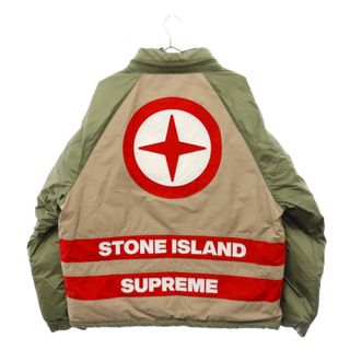 シュプリーム(Supreme)のSUPREME シュプリーム 23AW×STONE ISLAND Reversible Down Puffer Jacket リバーシブル ダウン パファージャケット ストーンアイランド オリーブ/ブラウン/レッド(ダウンジャケット)