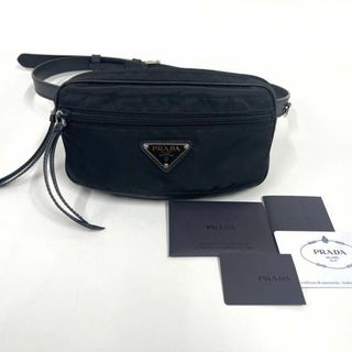 プラダ(PRADA)のPRADA♡サフィアーノレザー×テスート ナイロン ウエストポーチ ブラック(ボディバッグ/ウエストポーチ)