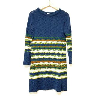 ミッソーニ(MISSONI)のMISSONI(ミッソーニ) ワンピース サイズ40 M レディース - ネイビー×ベージュ×マルチ 長袖/ひざ丈/ニット(その他)