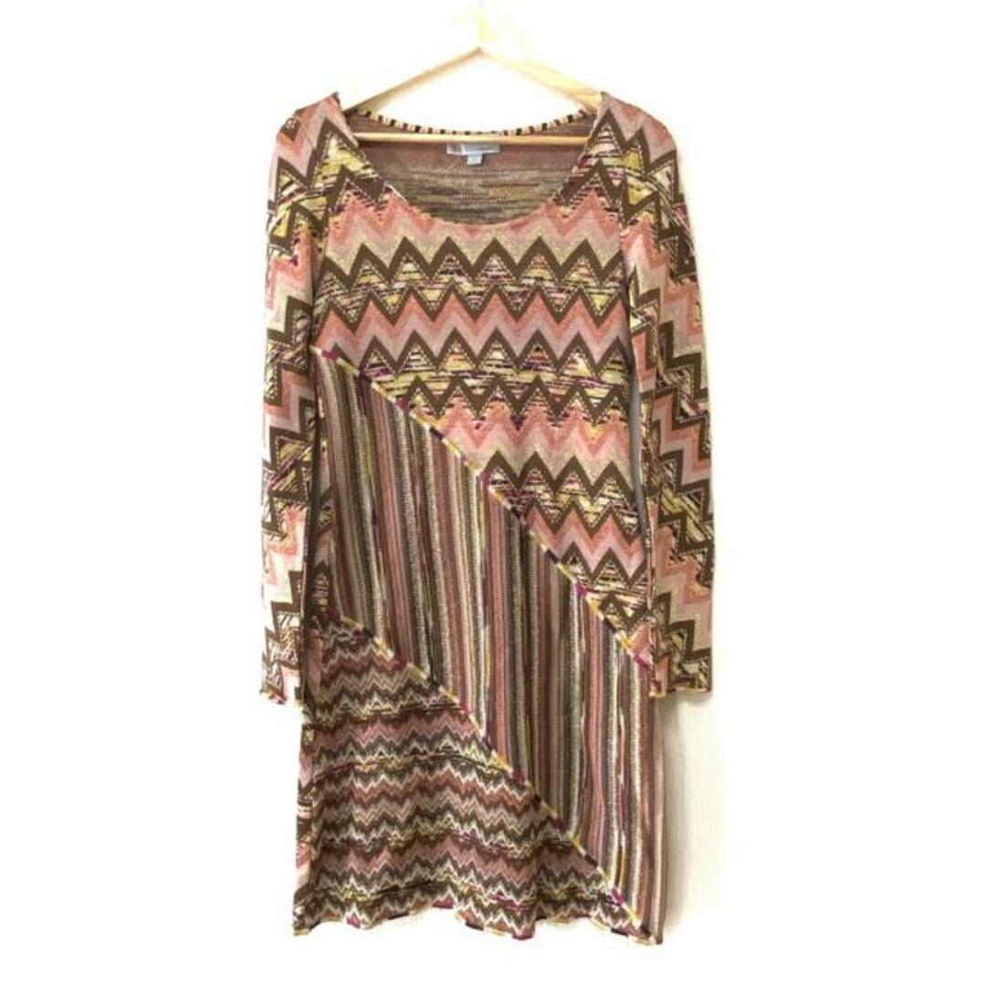 MISSONI(ミッソーニ)のMISSONI(ミッソーニ) ワンピース サイズI 42 レディース - ライトピンク×ブラウン×マルチ 長袖/ひざ丈/ニット レディースのワンピース(その他)の商品写真