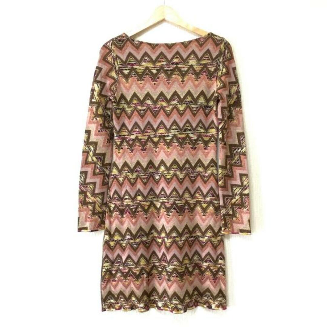 MISSONI(ミッソーニ)のMISSONI(ミッソーニ) ワンピース サイズI 42 レディース - ライトピンク×ブラウン×マルチ 長袖/ひざ丈/ニット レディースのワンピース(その他)の商品写真