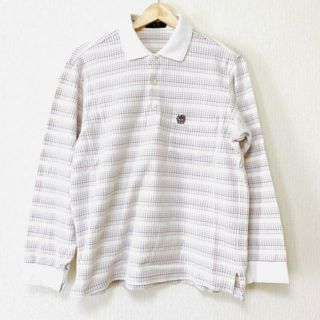 ダックス(DAKS)のDAKS(ダックス) 長袖ポロシャツ サイズL メンズ - 白×ブラウン×ダークブラウン(ポロシャツ)