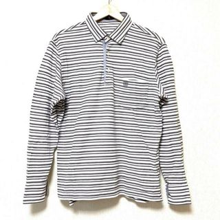 ダックス(DAKS)のDAKS(ダックス) 長袖ポロシャツ サイズL メンズ - 白×グレーベージュ ボーダー(ポロシャツ)