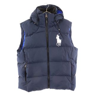 ポロラルフローレン(POLO RALPH LAUREN)のPOLO RALPH LAUREN ポロラルフローレン フロントロゴ ダウンベスト ジップアップフーディー ネイビー(ダウンベスト)