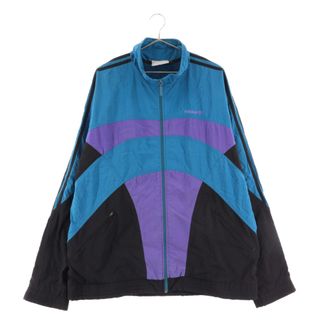 アディダス(adidas)のadidas アディダス 80-90s トレフォイル 銀タグ ナイロン ジップアップ トラックジャケット ブルー/パープル/ブラック(フライトジャケット)