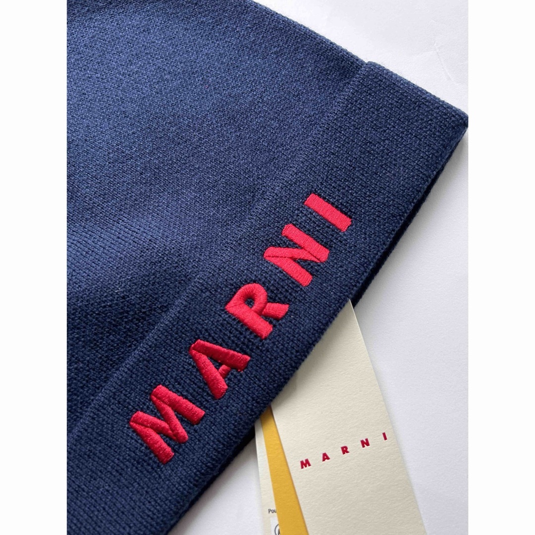 Marni(マルニ)の【新品•Ⅲサイズ】MARNI/マルニ/ビーニー/ネイビー/ロゴ レディースの帽子(ニット帽/ビーニー)の商品写真