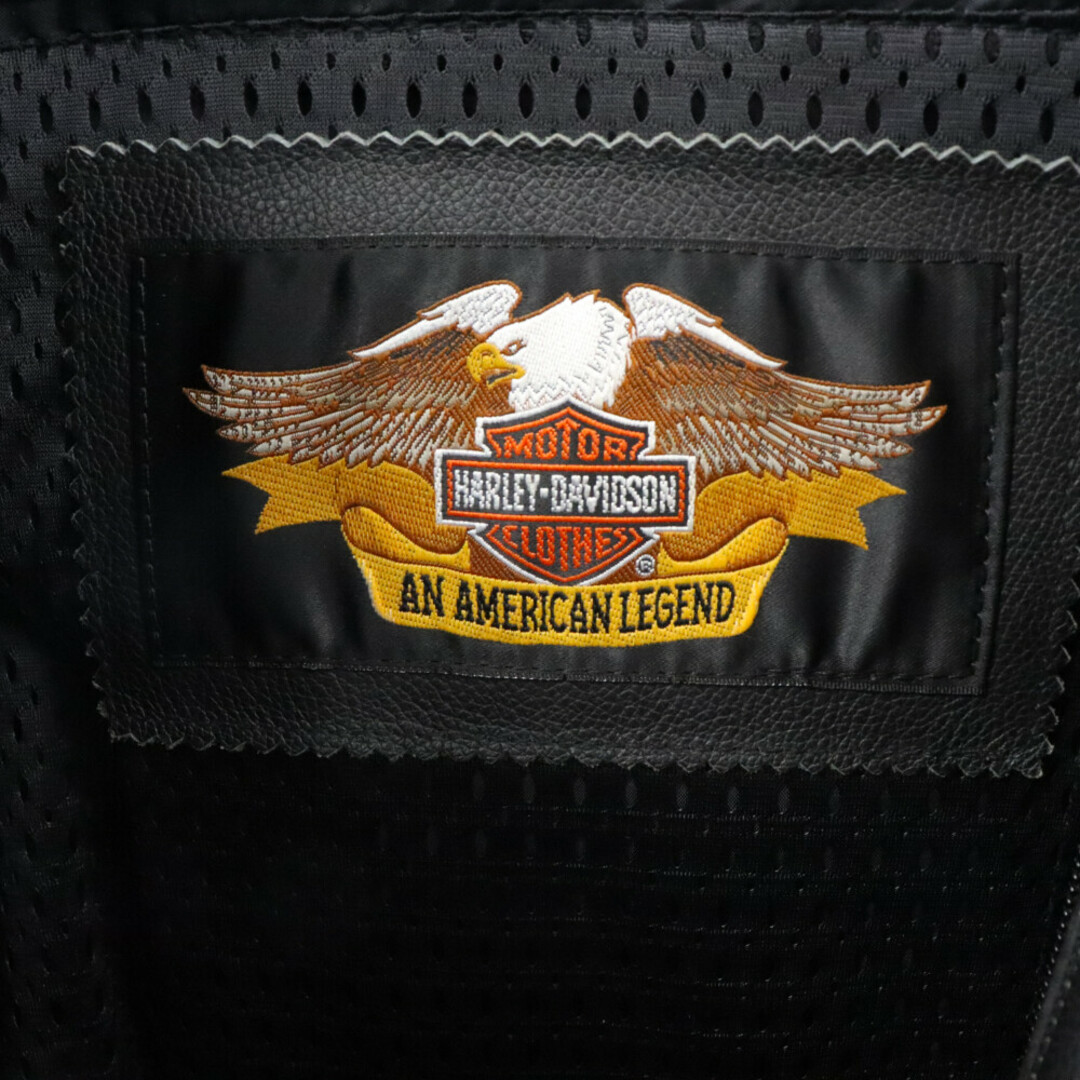 Harley Davidson(ハーレーダビッドソン)のHARLEY DAVIDSON ハーレーダビッドソン メタル付きダブルライダースジャケット 1-800-236-6996 ブラック メンズのジャケット/アウター(フライトジャケット)の商品写真