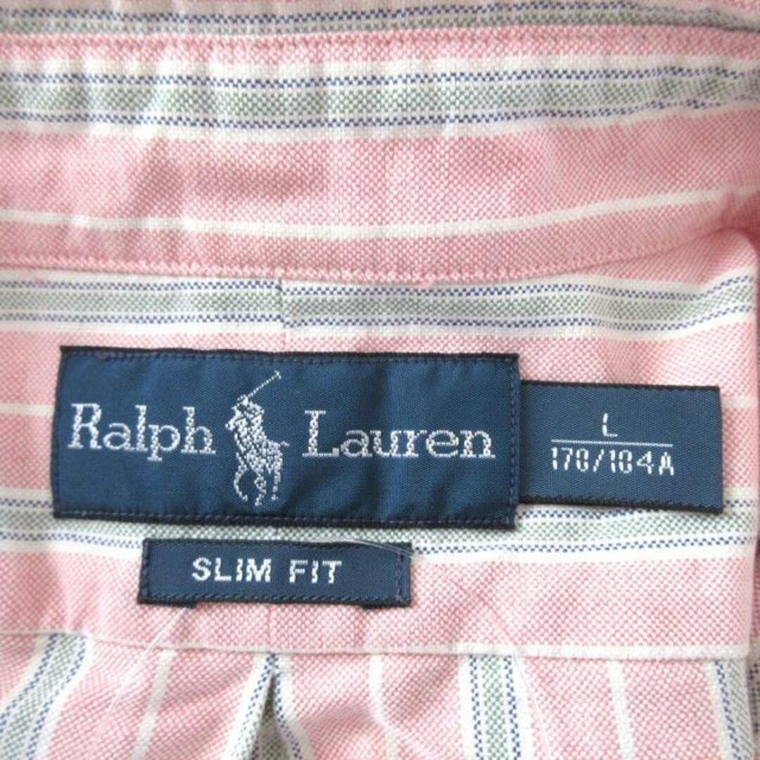 Ralph Lauren(ラルフローレン)のRalphLauren(ラルフローレン) 長袖シャツ サイズL メンズ - ライトピンク×白×マルチ ストライプ メンズのトップス(シャツ)の商品写真