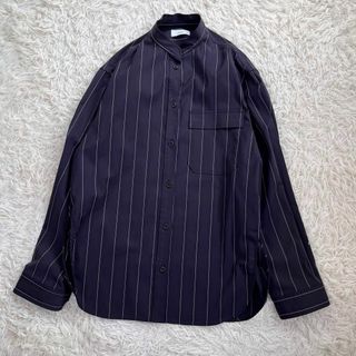 【美品】イロット/IIROT 長袖 ストライプ シャツ ブラウス　バンドカラー(シャツ/ブラウス(長袖/七分))