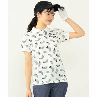 【WHITE】<WOMEN>BEAMS GOLF ORANGE LABEL / スリンキーロゴ ストレッチ鹿の子 ポロシャツ(ポロシャツ)