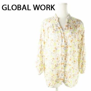 グローバルワーク(GLOBAL WORK)のグローバルワーク 七分袖シャツ 花柄 スキッパー L 230525AO3A(シャツ/ブラウス(長袖/七分))