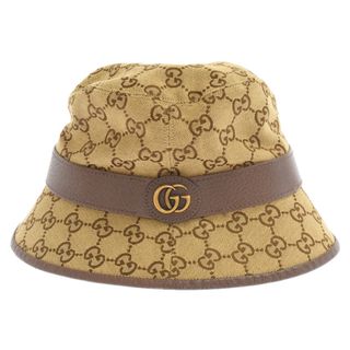 グッチ(Gucci)のGUCCI グッチ 20SS GG Canbas Fedora Hat GGキャンバス 総柄フェドラバケットハット 帽子 ブラウン 576587 4HG62(ハット)