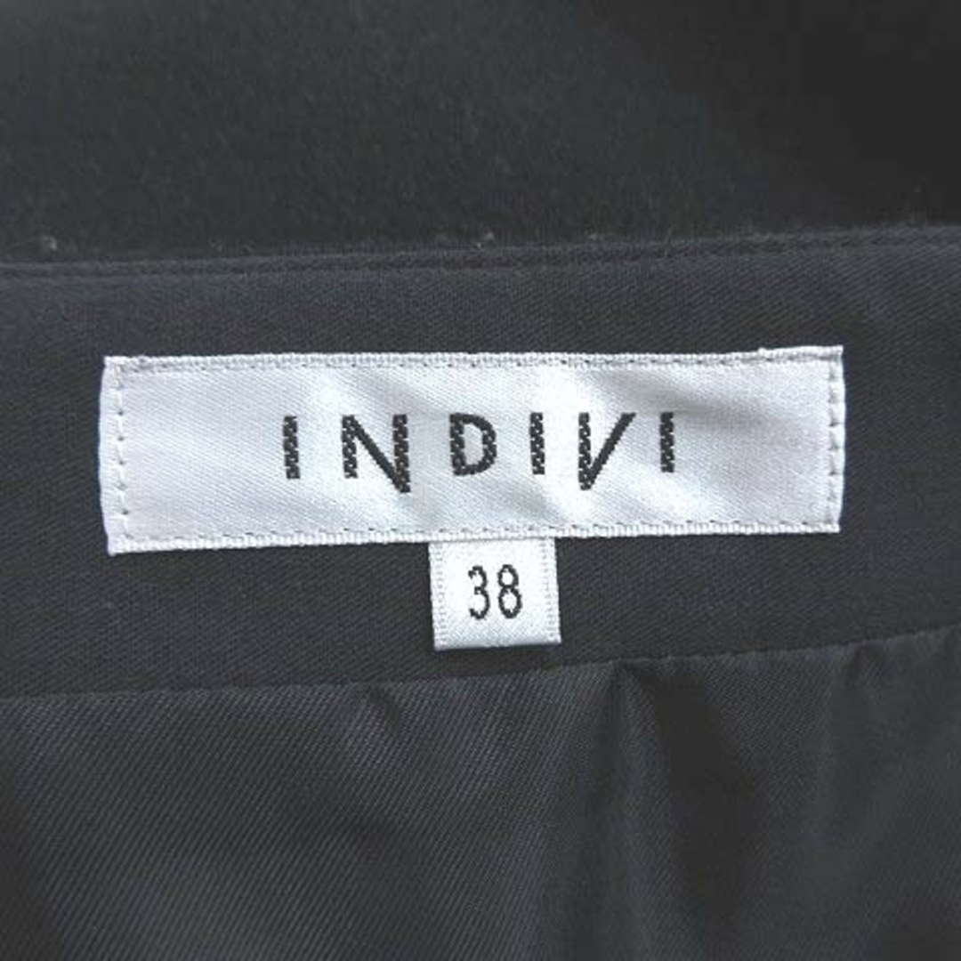 INDIVI(インディヴィ)のインディヴィ INDIVI 台形スカート ひざ丈 ウール 38 黒 ブラック レディースのスカート(ひざ丈スカート)の商品写真