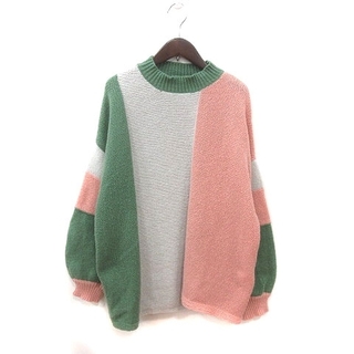 アザー(other)のへユム ニット セーター オーバーサイズ 長袖 ONE ピンク 緑 グリーン 白(ニット/セーター)