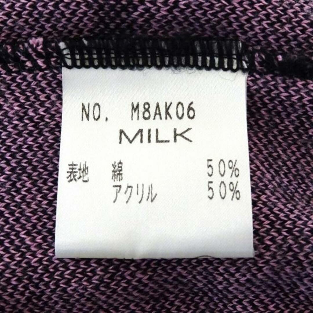 MILK(ミルク)のMILK(ミルク) ワンピース レディース美品  - ピンク×黒 クルーネック/半袖/ひざ丈/ニット/リボン柄 レディースのワンピース(その他)の商品写真