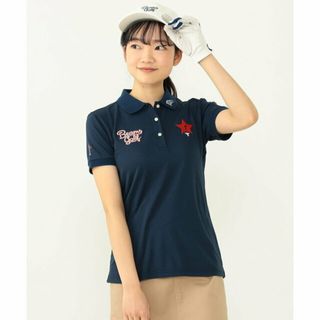 【NAVY】<WOMEN>BEAMS GOLF ORANGE LABEL / スターフラッグロゴ ツアー 鹿の子ポロシャツ(ポロシャツ)