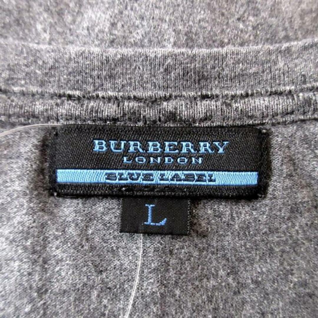 BURBERRY BLUE LABEL(バーバリーブルーレーベル)のBurberry Blue Label(バーバリーブルーレーベル) 長袖Tシャツ サイズL メンズ - ダークグレー×黒 Vネック メンズのトップス(Tシャツ/カットソー(七分/長袖))の商品写真