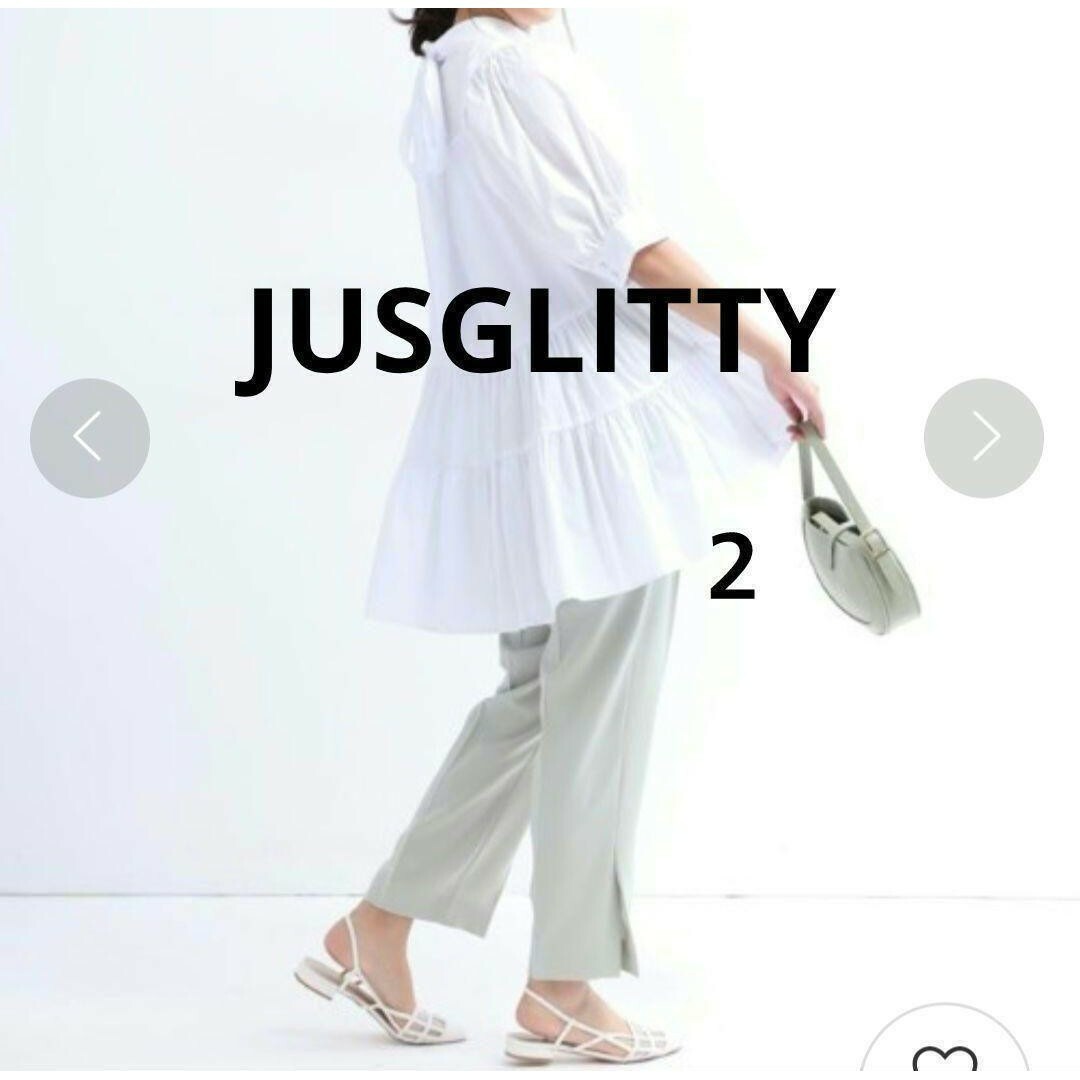 JUSGLITTY(ジャスグリッティー)の♥️美品♥️2021SS【JUSGLITTY】２ ミント サイドスリット手洗い可 レディースのパンツ(クロップドパンツ)の商品写真