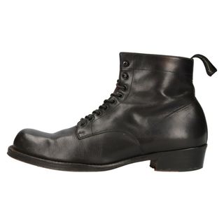 foot the coacher フットザコーチャー MIDDLE-CUT 9EYE BOOTS ミドルカット 9アイレット プレーントゥ レースアップブーツ ブラック