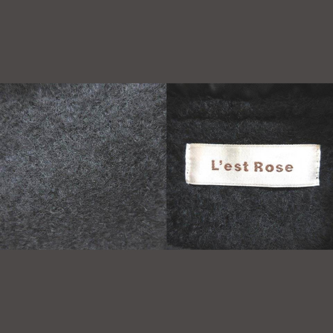 L'EST ROSE(レストローズ)のレストローズ ダッフルコート ショート丈 ブークレーニット 総裏地 2 黒 レディースのジャケット/アウター(ダッフルコート)の商品写真