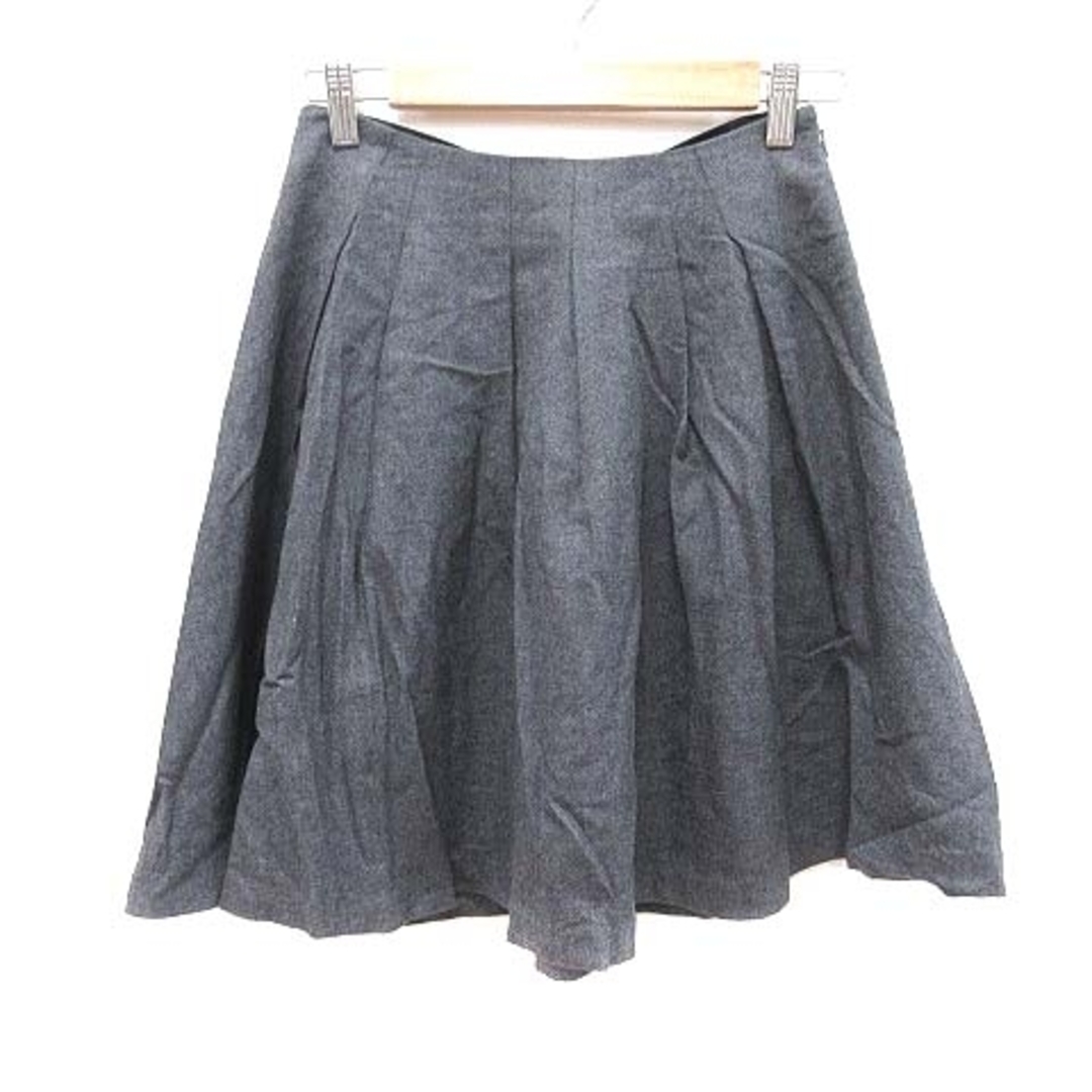 ef-de(エフデ)のエフデ プリーツスカート タック ひざ丈 ウール リボン 9 チャコールグレー レディースのスカート(ひざ丈スカート)の商品写真
