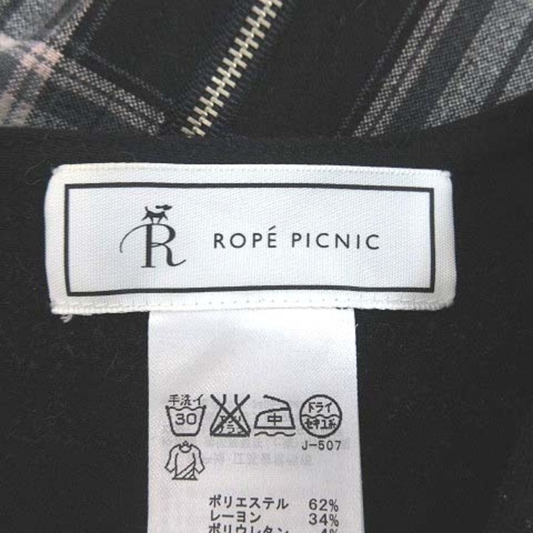 Rope' Picnic(ロペピクニック)のロペピクニック ワンピース ひざ丈 ノースリーブ チェック 38 黒 ■MO レディースのワンピース(ひざ丈ワンピース)の商品写真