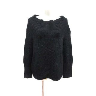 ザラ(ZARA)のZARA KNIT ニット セーター ボートネック 長袖 モヘア混 M 黒(ニット/セーター)