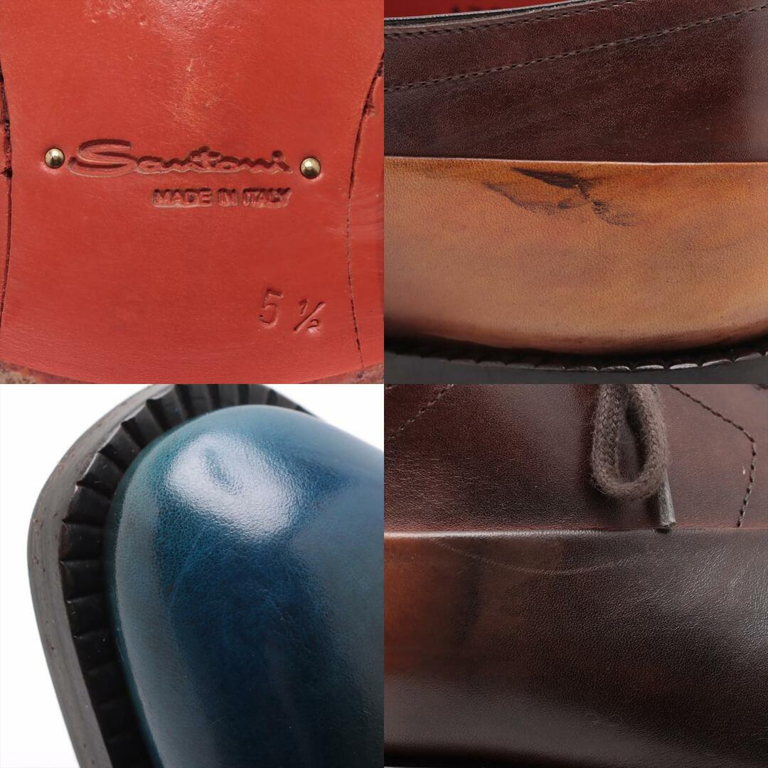 Santoni(サントーニ)の美品 サントーニ レースアップ レザー ビジネス シューズ 5 1/2 通勤 紳士 靴 ローファー 本革 ブラウン ブランド メンズ MMM P17-6 メンズの靴/シューズ(ドレス/ビジネス)の商品写真