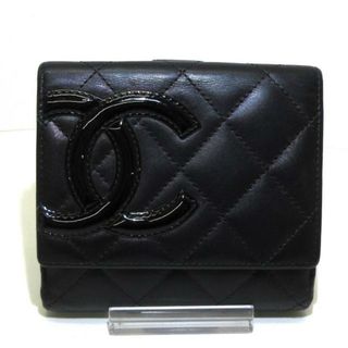 シャネル(CHANEL)のCHANEL(シャネル) Wホック財布 カンボンライン 黒 ラムスキン×エナメル（レザー） (財布)