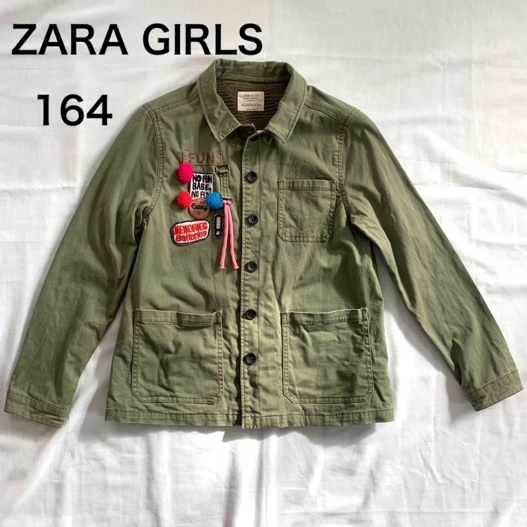 ZARA KIDS(ザラキッズ)のZARAGIRLS  ザラガールズ　 ミニタリー　ジャケット　シャツ　グリーン　 キッズ/ベビー/マタニティのキッズ服女の子用(90cm~)(ジャケット/上着)の商品写真