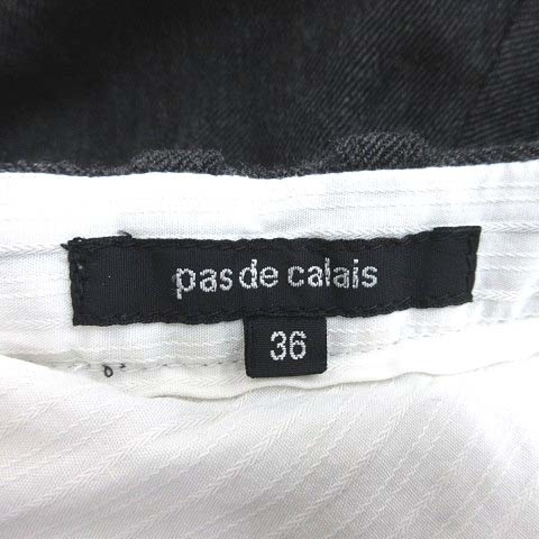 pas de calais(パドカレ)のパドカレ ワイドパンツ ロールアップ ウール 麻混 リネン混 36 黒 ブラック レディースのパンツ(その他)の商品写真